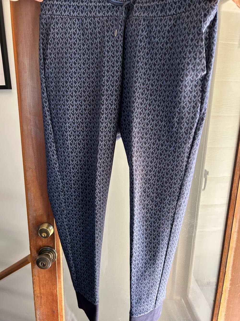 Michael Kors Men's Navy All-Over MK Logo Joggers